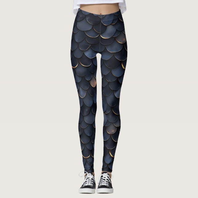 Dark Colour Scale Pattern Leggings (Front)