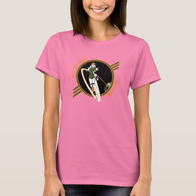 Dark Coloured Fitted Rocketeer Rollers Tshirt (Front)