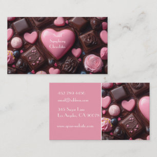 dark coloured heart shaped chocolates business card