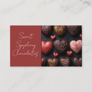 dark coloured heart shaped chocolates business card