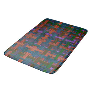 Dark coloured 'plaid' in cloth or canvas look bath mat