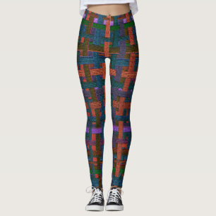 Dark coloured 'plaid' in cloth or canvas look leggings