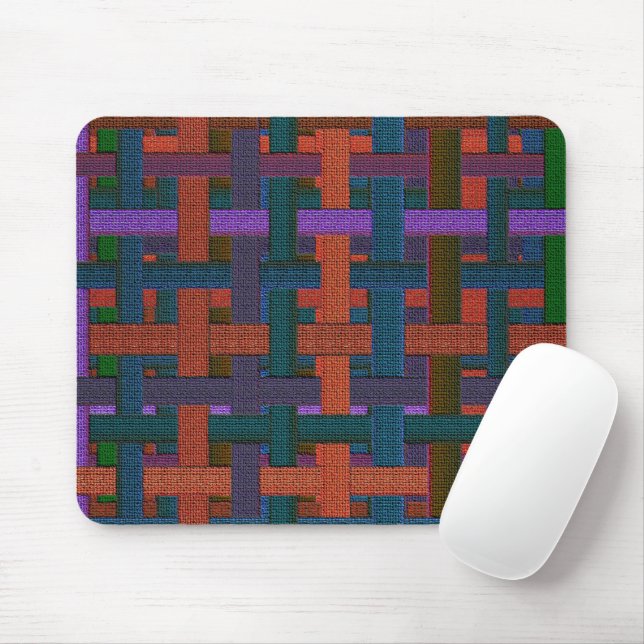 Dark coloured 'plaid' in cloth or canvas look mouse mat (With Mouse)