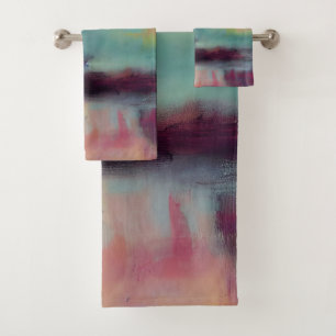 Dark colourful abstract blend bath towel set
