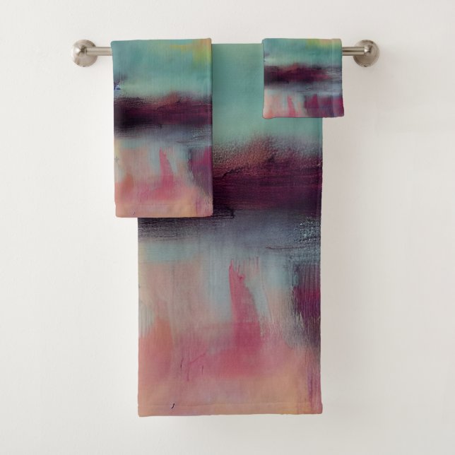 Dark colourful abstract blend  bath towel set (Insitu)