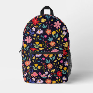 Dark Colourful Ditsy Floral Bohemian Pattern Printed Backpack