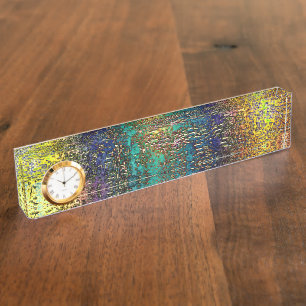 Dark colourful grainy texture in scraped ink paint nameplate