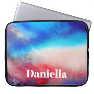 Dark Colourful Holographic Sky with Custom Name Laptop Sleeve