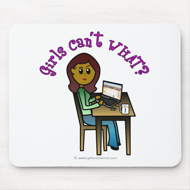 Dark Computer Girl Mouse Mat (Front)