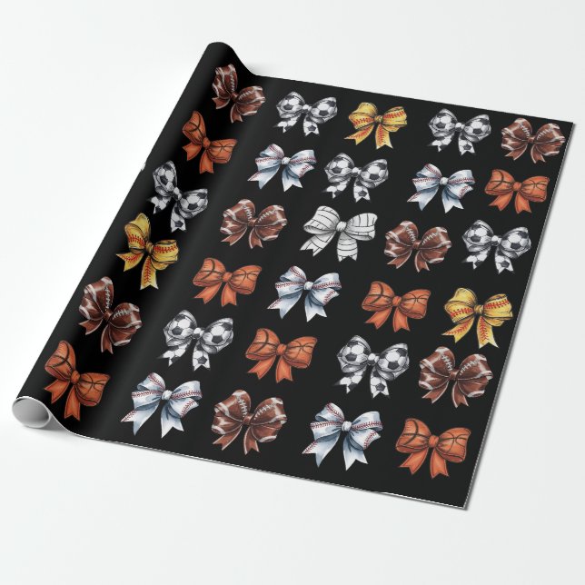 Dark Coquette sports bow Wrapping Paper (Unrolled)