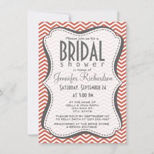 Dark Coral Chevron Invitation