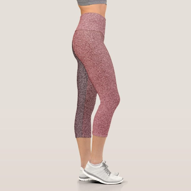 Dark Coral Gradient Glitters Capri Leggings (Right)