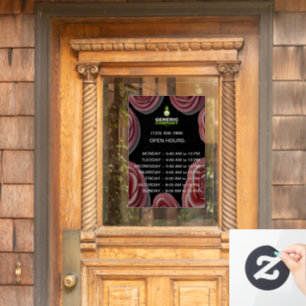 Dark Corporate Branded Custom Company Hours Window Cling