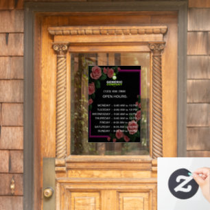 Dark Corporate Branded Custom Company Hours Window Cling