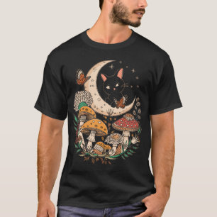 Dark Cottagecore Aesthetic Mushroom Cat Fairycore  T-Shirt