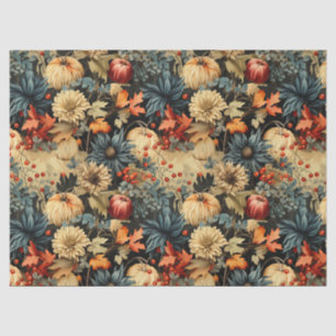 Dark Cottagecore Autumn Pumpkin Floral Tissue Paper