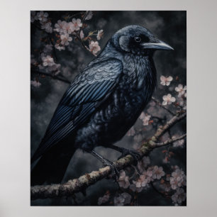Dark Cottagecore Black Crow Art Print Poster