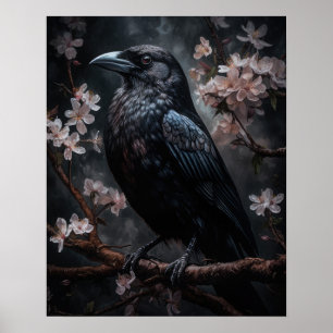 Dark Cottagecore Black Crow Art Print Poster