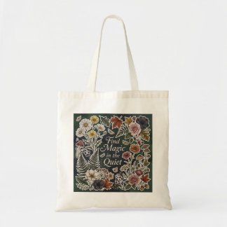Dark Cottagecore Botanical Tote Bag