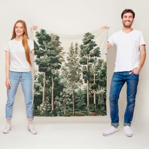 Dark Cottagecore Forest Green Woodland Blanket
