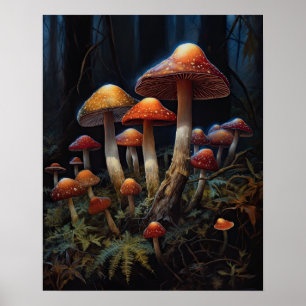Dark Cottagecore Mushroom Art Print Poster
