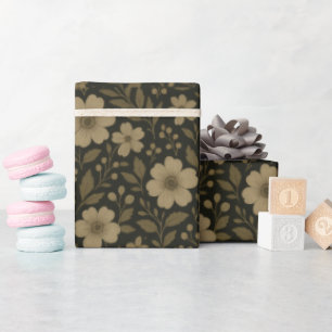 Dark Cottagecore Rustic Wildflower Boho Summer Wrapping Paper