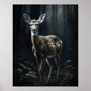 Dark Cottagecore Whitetail Deer Art Print Poster