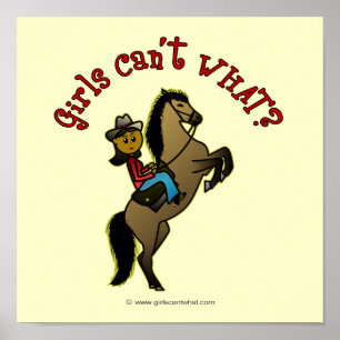 Dark Cowgirl on Horse Poster
