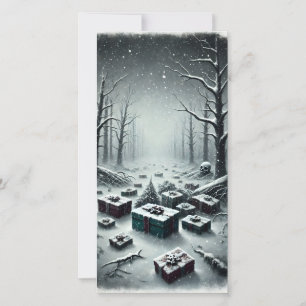 Dark Creepy Snow Covered Christmas Gifts Card