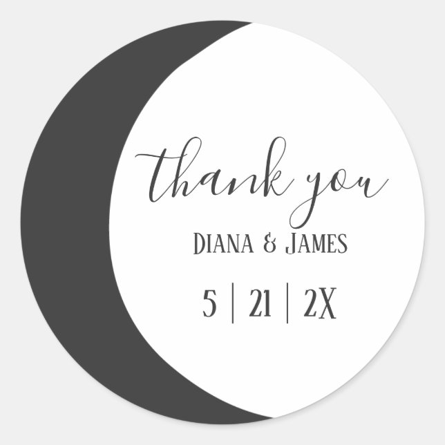 Dark Crescent Moon Wicca Handfasting Thank You Classic Round Sticker (Front)