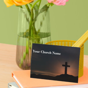 Dark Cross Sunset Service Church Pastor Business Card