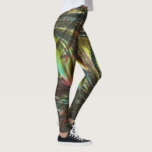 Dark crossed peacock feathers leggings