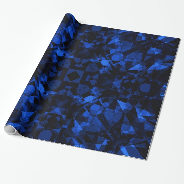 Dark Crystal Mandala Blue Wrapping Paper (Unrolled)