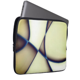 Dark curved lines on blue shadow over cream beige laptop sleeve
