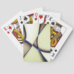 Dark curved lines on blue shadow over cream beige playing cards
