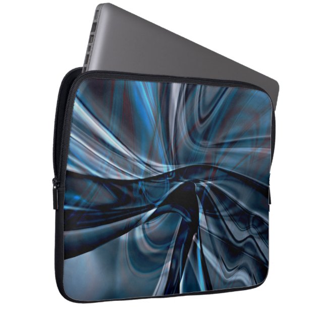 Dark curved polished overlapping twisted strokes   laptop sleeve (Front Right)