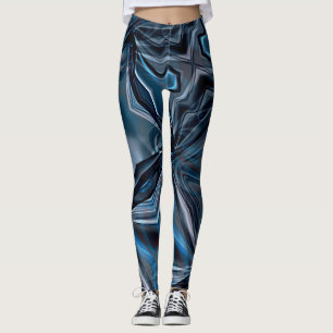 Dark curved polished overlapping twisted strokes leggings