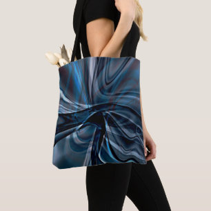 Dark curved polished overlapping twisted strokes   tote bag
