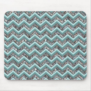 Dark Cut Glass and Teal Zigzag Mouse Mat