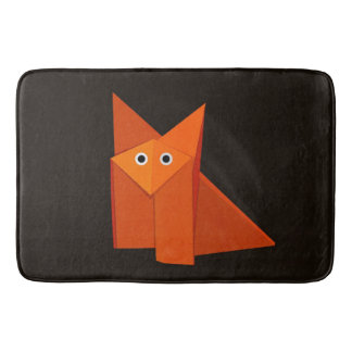 Dark Cute Origami Fox Bath Mat