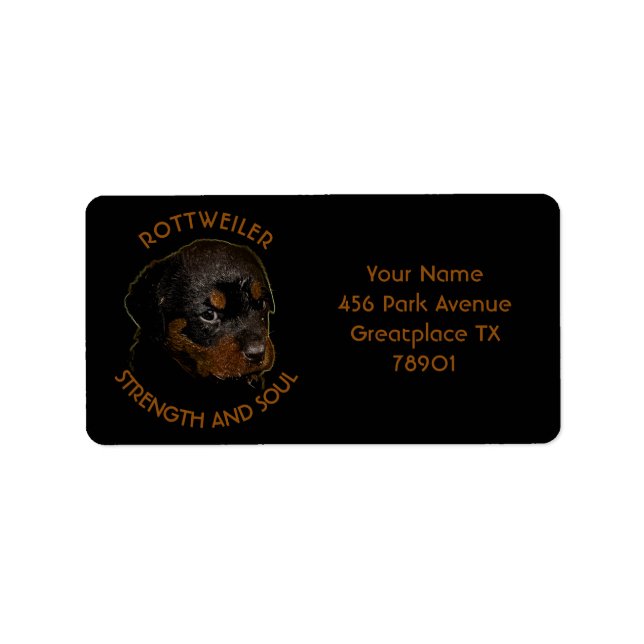 Dark Cute Rottweiler Puppy Dog Label (Front)