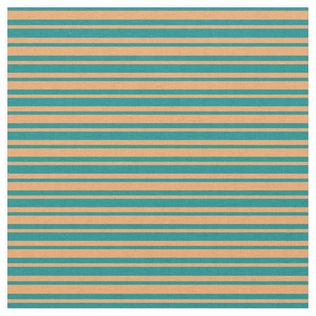 Dark Cyan and Brown Coloured Striped Pattern Fabric (Close Up)