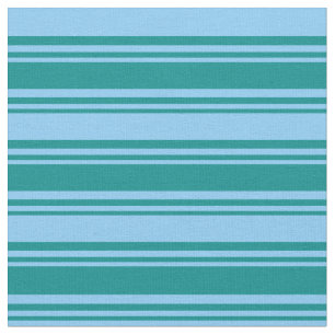 Dark Cyan and Light Sky Blue Pattern of Stripes Fabric