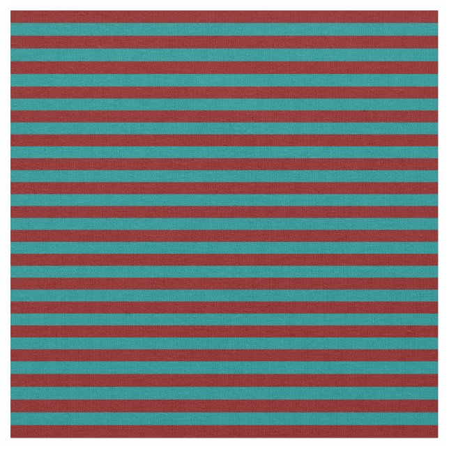 Dark Cyan and Maroon Coloured Lined Pattern Fabric (Close Up)