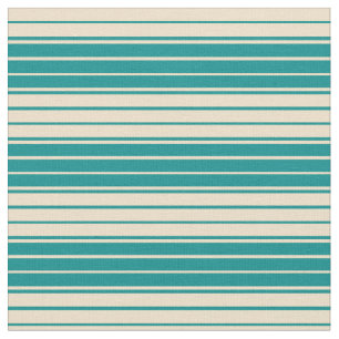 Dark Cyan and Tan Lines/Stripes Pattern Fabric