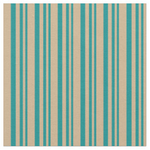 Dark Cyan and Tan Striped/Lined Pattern Fabric