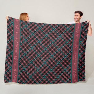 Dark Cyan-Blush-Black Watch Fleece Blanket