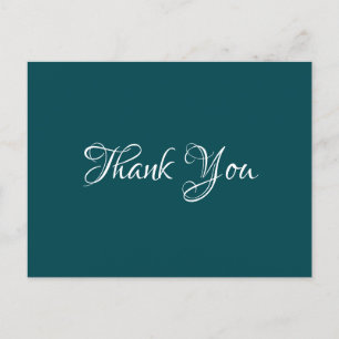 Dark Cyan Chic Event Wedding Gift Budget Thank You Postcard