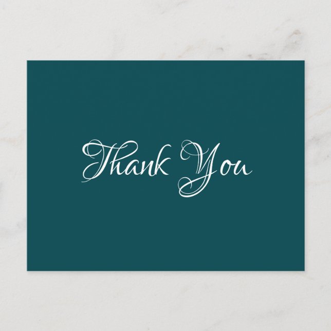 Dark Cyan Chic Event Wedding Gift Budget Thank You Postcard (Front)