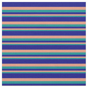 Dark Cyan, Dark Salmon, and Blue Coloured Pattern Fabric
